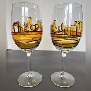 Amanda Lee Hand-Painted Wine Glasses. Set of 2